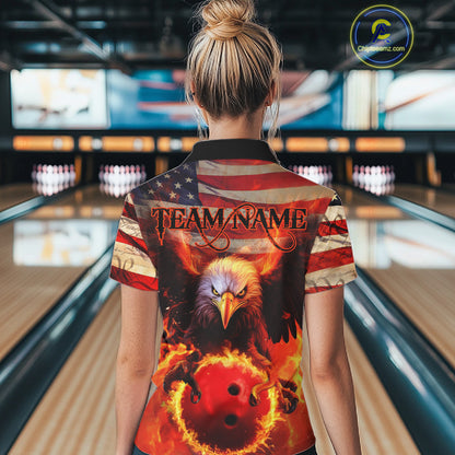 US Flag We The People Custom Eagle Bowling Shirts For Women, Patriotic Bowling Jerseys IPHW5287