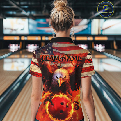 US Flag We The People Custom Eagle Bowling Shirts For Women, Patriotic Bowling Jerseys IPHW5287
