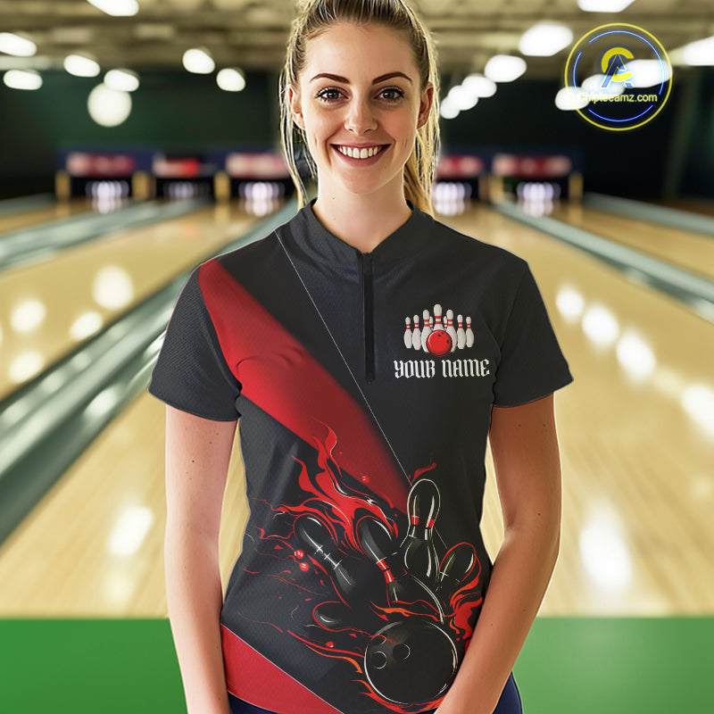 Multi Colors And Styles Custom Name Fire Flame Bowling Team Shirts For Men, Women And Kids IPHW6185