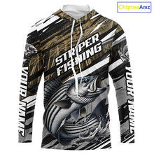Load image into Gallery viewer, Striped Bass Fishing Camo Long Sleeve Fishing Shirts, Custom Striper Tournament Fishing Jerseys IPHW5954