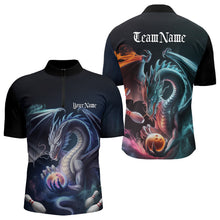 Load image into Gallery viewer, Blue Smoke Custom Dragon Bowling Team Quarter-Zip Shirts For Men, Dragon Bowling Tournament Shirt IPHW8323