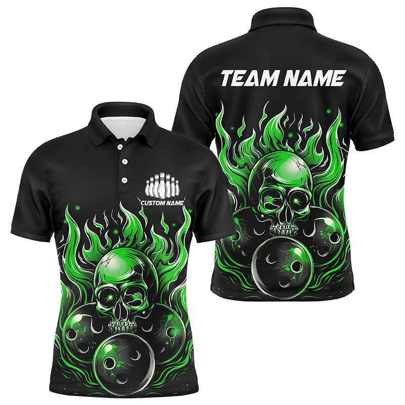 Custom Multi-Color Flaming Skull Bowling Team Shirts For Men And Women, Flaming Bowling Jerseys Bowlers Outfit IPHW6581