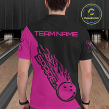 Load image into Gallery viewer, Custom Black And Pink Flame Spare Bowling Men Shirts, Bowling Team League Jerseys IPHW10691