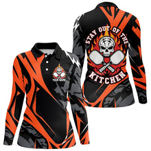 Load image into Gallery viewer, Custom Flame Skull Pickleball Polo Shirts For Women's "Stay Out Of The Kitchen" IPHW6908