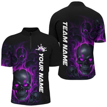 Load image into Gallery viewer, Purple Smoke Flame Custom Skull Bowling Shirts  For Men, Bowling Team Uniform Halloween Outfit IPHW7391