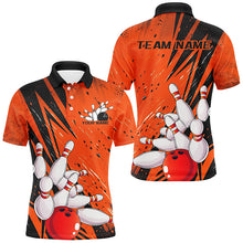 Load image into Gallery viewer, Black And Orange Custom Grunge Bowling Shirts For Men, Bowling League Shirt Bowling Team Jersey IPHW7906
