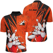 Load image into Gallery viewer, Black And Orange Custom Grunge Bowling Shirts For Men, Bowling League Shirt Bowling Team Jersey IPHW7906