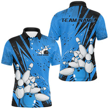 Load image into Gallery viewer, Black And Blue Custom Grunge Bowling Shirts For Men, Bowling League Shirt Bowling Team Jersey IPHW7907