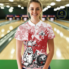 Load image into Gallery viewer, Red Custom Funny Drunk Bowling Ball And Pin Bowling Beer Women Quarter-Zip Shirt IPHW11237