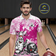 Load image into Gallery viewer, Pink Custom Funny Drunk Bowling Ball And Pin Bowling Beer Men Polo Shirt, Bowler Jersey IPHW11239