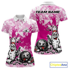 Load image into Gallery viewer, Pink Custom Funny Drunk Bowling Ball And Pin Bowling Beer Women Polo Shirt, Bowler Jersey IPHW11239