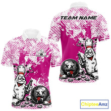 Load image into Gallery viewer, Pink Custom Funny Drunk Bowling Ball And Pin Bowling Beer Men Polo Shirt, Bowler Jersey IPHW11239