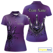 Load image into Gallery viewer, Purple polo shirt with black graphic design on front and back, featuring 'Team Name' and 'Your Name' text.