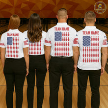 Load image into Gallery viewer, Custom Women's Bowling Shirts, Customizable American Flag Bowling Pin Quarter Zip Shirt For Team IPHW3809