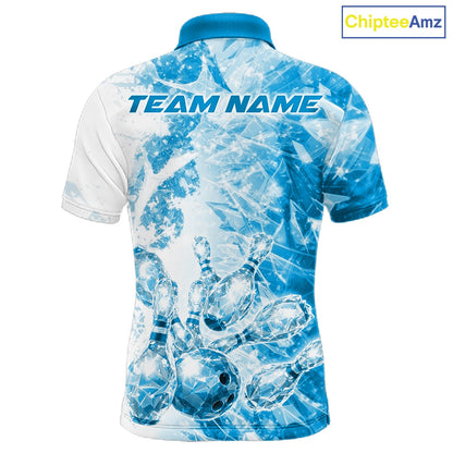 Custom Blue Ice Crystal Bowling Team Jerseys For Men, Women And Kid, Bowling Tournament Shirts Multi Styles IPHW10424
