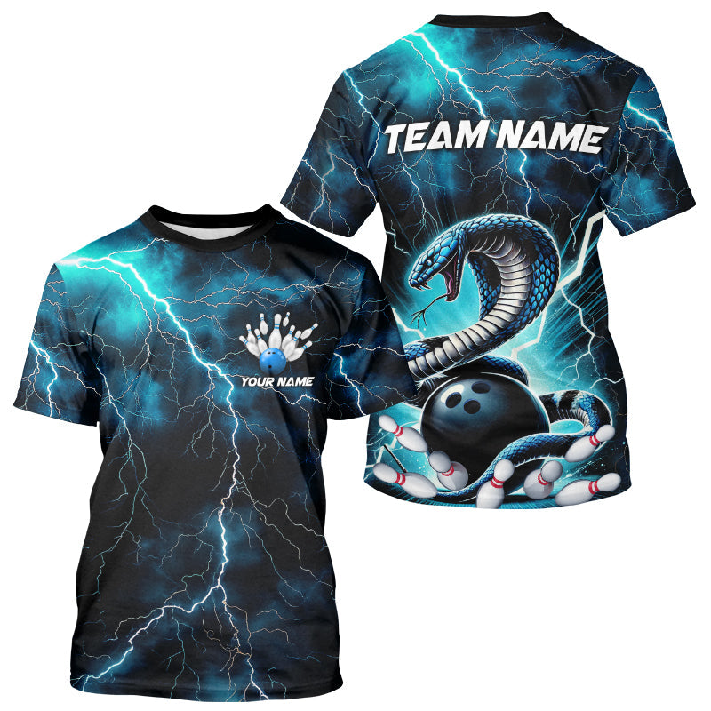 Blue Thunder Lightning Custom Cobra Snake Bowling Men T-Shirts Shirts, Bowling Team IPHW7423