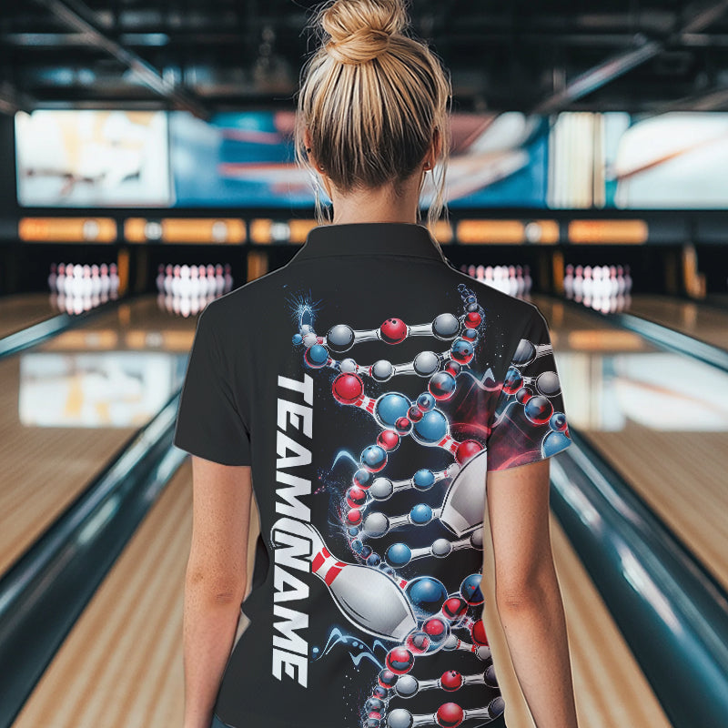 Bowling Is In My Dna Custom Bowling Team Polo Shirts For Women, Bowling League Shirt IPHW8372