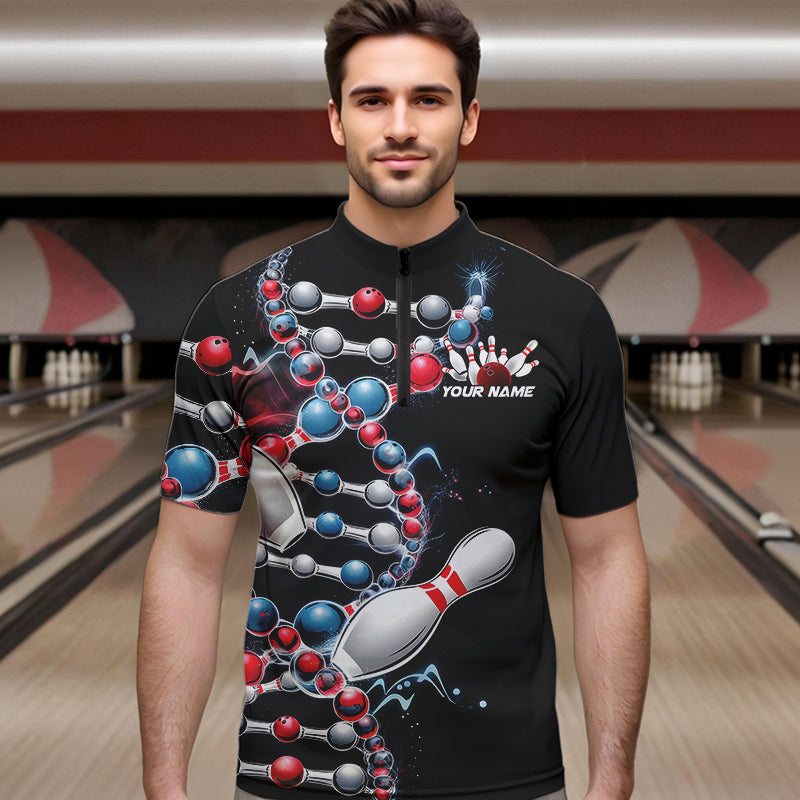 Bowling Is In My Dna Custom Bowling Quarter-Zip Shirts For Men, Bowling Team Bowling League Shirt IPHW8372
