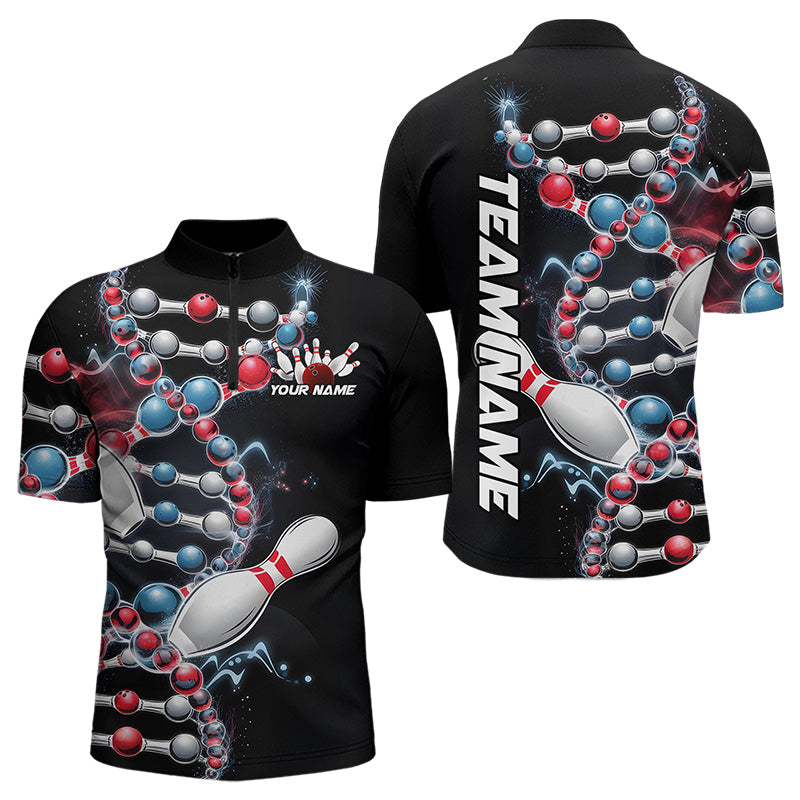 Bowling Is In My Dna Custom Bowling Quarter-Zip Shirts For Men, Bowling Team Bowling League Shirt IPHW8372