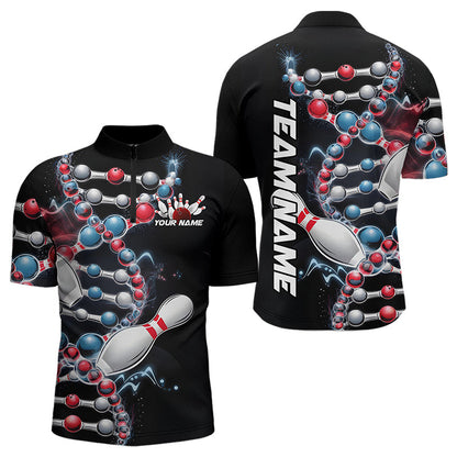 Bowling Is In My Dna Custom Bowling Quarter-Zip Shirts For Men, Bowling Team Bowling League Shirt IPHW8372
