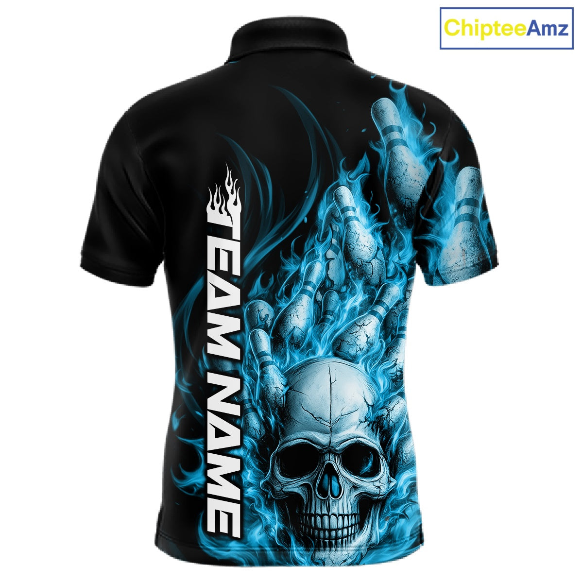 Custom Multi Styles Blue Flame Skull Halloween Bowling Team Shirts, Bowling Tournament Shirt Bowling Jersey IPHW10440