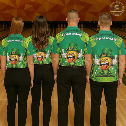 Custom Funny Leprechaun Bowling Ball St Patricks Day Bowling Shirts, Celtic Pattern Bowling Tournament Outfits IPHW10443