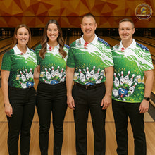 Load image into Gallery viewer, Custom Funny St Patricks Day Bowling Team Shirt, Mexican American Flag Shamrock Theme Bowling Jerseys IPHW10447