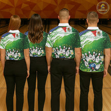 Load image into Gallery viewer, Custom Funny St Patricks Day Bowling Team Shirt, Mexican American Flag Shamrock Theme Bowling Jerseys IPHW10447