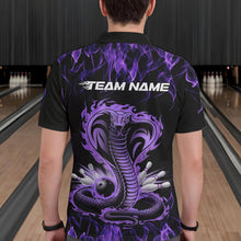Load image into Gallery viewer, Custom Black And Purple Flame Cobra Snake Bowling Polo Shirts For Men, Bowling Team Uniform IPHW8569