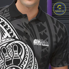 Load image into Gallery viewer, Custom Black And White Maori Style Koru Spiral Tribal Men Bowling Polo Team Shirt IPHW10949
