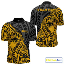 Load image into Gallery viewer, Custom Black And Yellow Maori Style Koru Spiral Tribal Men Bowling Quarter-Zip Team Shirt IPHW10953