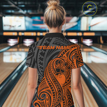 Load image into Gallery viewer, Custom Black And Orange Maori Style Koru Spiral Tribal Women Bowling Quarter-Zip Shirt IPHW10954