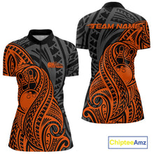 Load image into Gallery viewer, Custom Black And Orange Maori Style Koru Spiral Tribal Women Bowling Quarter-Zip Shirt IPHW10954