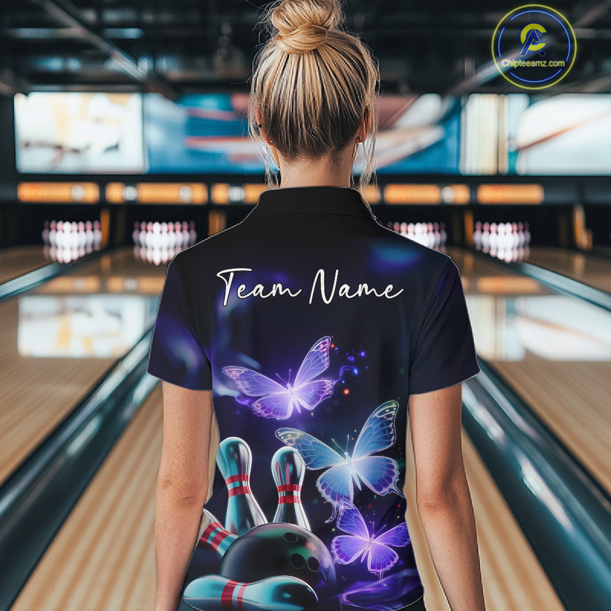Custom Butterfly Bowling Quarter-Zip Shirts For Women, Bowling Team Shirt With Butterflies IPHW8147