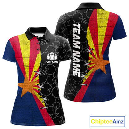 Arizona Flag Custom Bowling Team Shirts For Women, Patriotic Bowling League Shirt IPHW10718