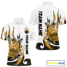 Load image into Gallery viewer, Custom Yellow Flame Bowling Team Jerseys, Bowling League Polo Shirt For Men IPHW10728