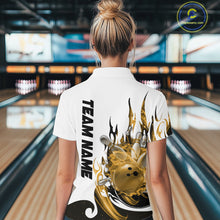 Load image into Gallery viewer, Custom Yellow Flame Bowling Team Jerseys, Bowling League Quarter-Zip Shirt For Women IPHW10728