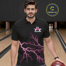 Load image into Gallery viewer, Custom Pink Lightning Bowling Ball With Wings Bowling Men Team Shirt, Bowling Jerseys IPHW10731