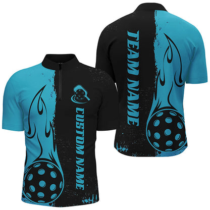Black And Blue Custom Flame Pickleball Shirts For Men, Pickleball Team Shirt Pickleball Outfit IPHW7456