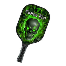 Load image into Gallery viewer, Green Flame Skull Custom Halloween Pickleball Paddle For Men And Women, Team Pickleball Paddles Halloween Gifts IPHW7483