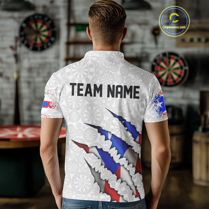 Custom Puerto Rico Flag Dart Team Polo Shirt For Men, Puerto Rico Dart Jerseys IPHW10021