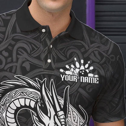 Custom Viking Dragon Bowling Polo Team Shirts For Men, Celtic Bowling Shirt IPHW8584
