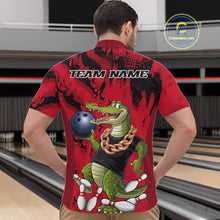 Load image into Gallery viewer, Red Custom Funny Alligator Bowling Men Quarter-Zip Shirt, Bowling Team Jerseys Bowler Outfit IPHW10772