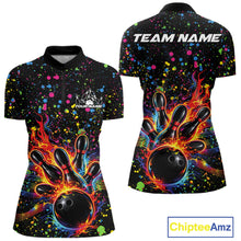 Load image into Gallery viewer, Custom Colorful Splatter Music Flame Bowling Women Quarter-Zip Shirt, Bowling Jerseys IPHW11002