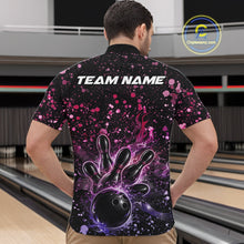 Load image into Gallery viewer, Custom Pink And Purple Splatter Music Flame Bowling Men Quarter-Zip Shirt, Music Bowling Jerseys IPHW11006