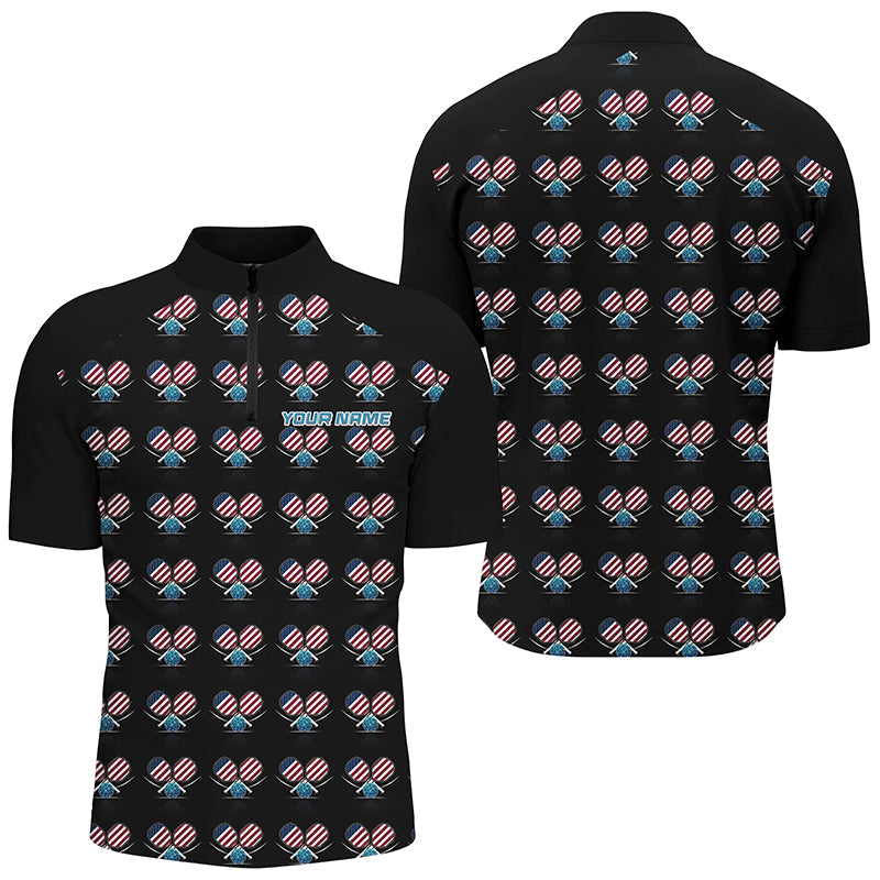 Personalized American Flag Pickleball Polo Shirts For Men, Patriotic Pickleball Jerseys For Team IPHW6941