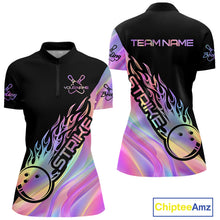 Load image into Gallery viewer, Custom Hologram Flame Strike Bowling Women Quarter-Zip Shirt, Bowling Team Bowler Outfit IPHW9861