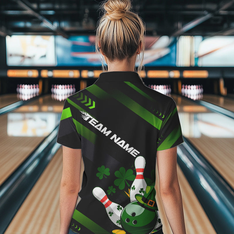 Custom St Patricks Day Bowling Jerseys, Saint Paddy Bowling Team Womens Quarter-Zip Shirts IPHW8600
