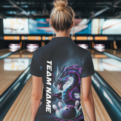 Custom Futuristic Style Dragon Bowling Polo Shirts For Women, Dragon Bowling Outfits IPHW8914