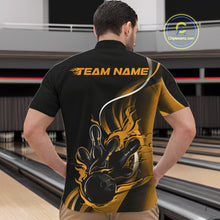 Load image into Gallery viewer, Custom Yellow Flame Bowling Men Jerseys, Bowling Team League Shirt Bowlers Jerseys IPHW11299